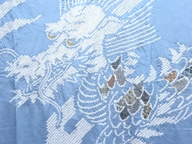 JAPANESE KIMONO / ANTIQUE SHIBORI DRAGON PATTERN MENS JUBAN